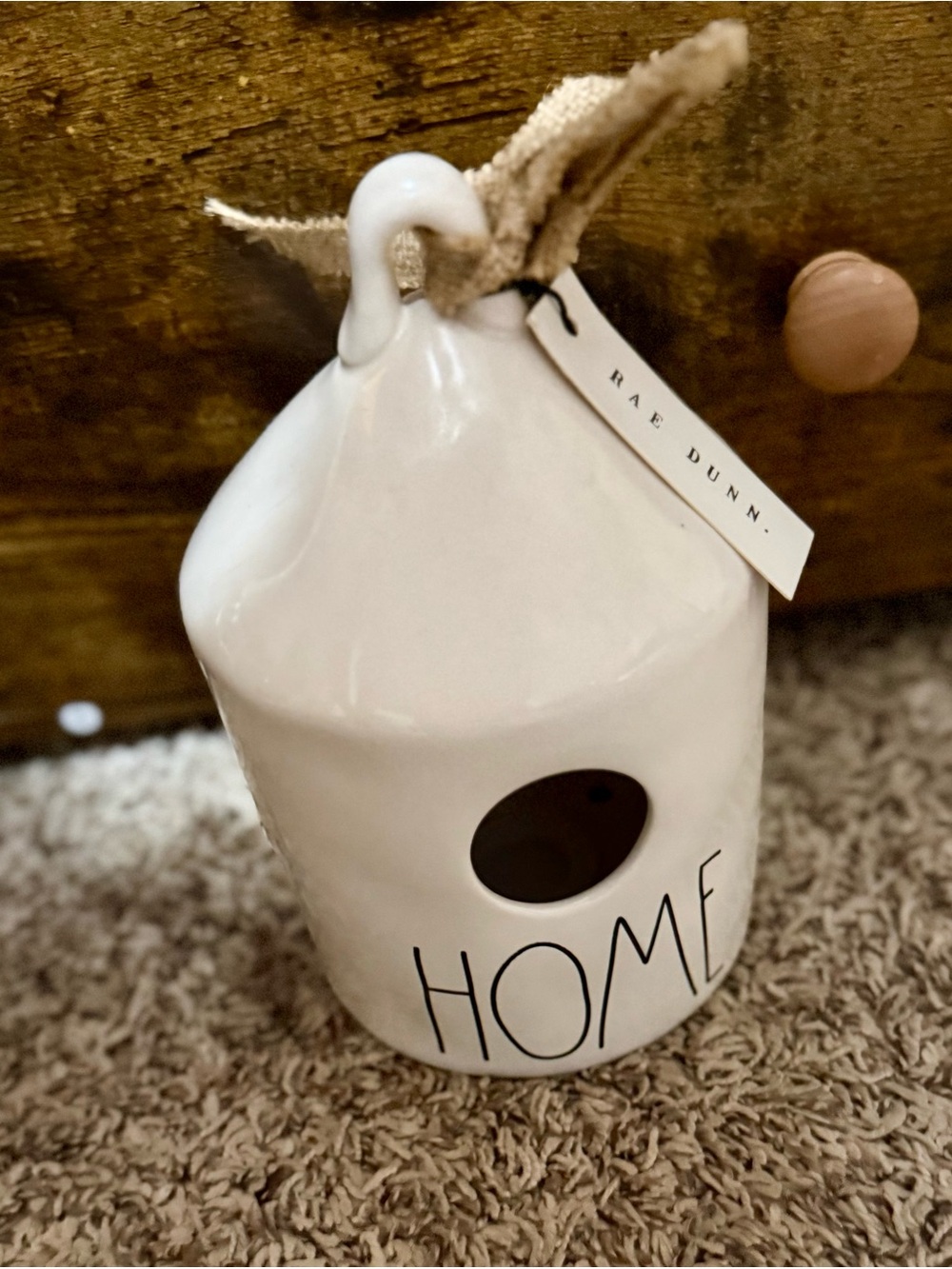 Rae Dunn White Ceramic 'HOME' Double Sided Birdhouse BNWT